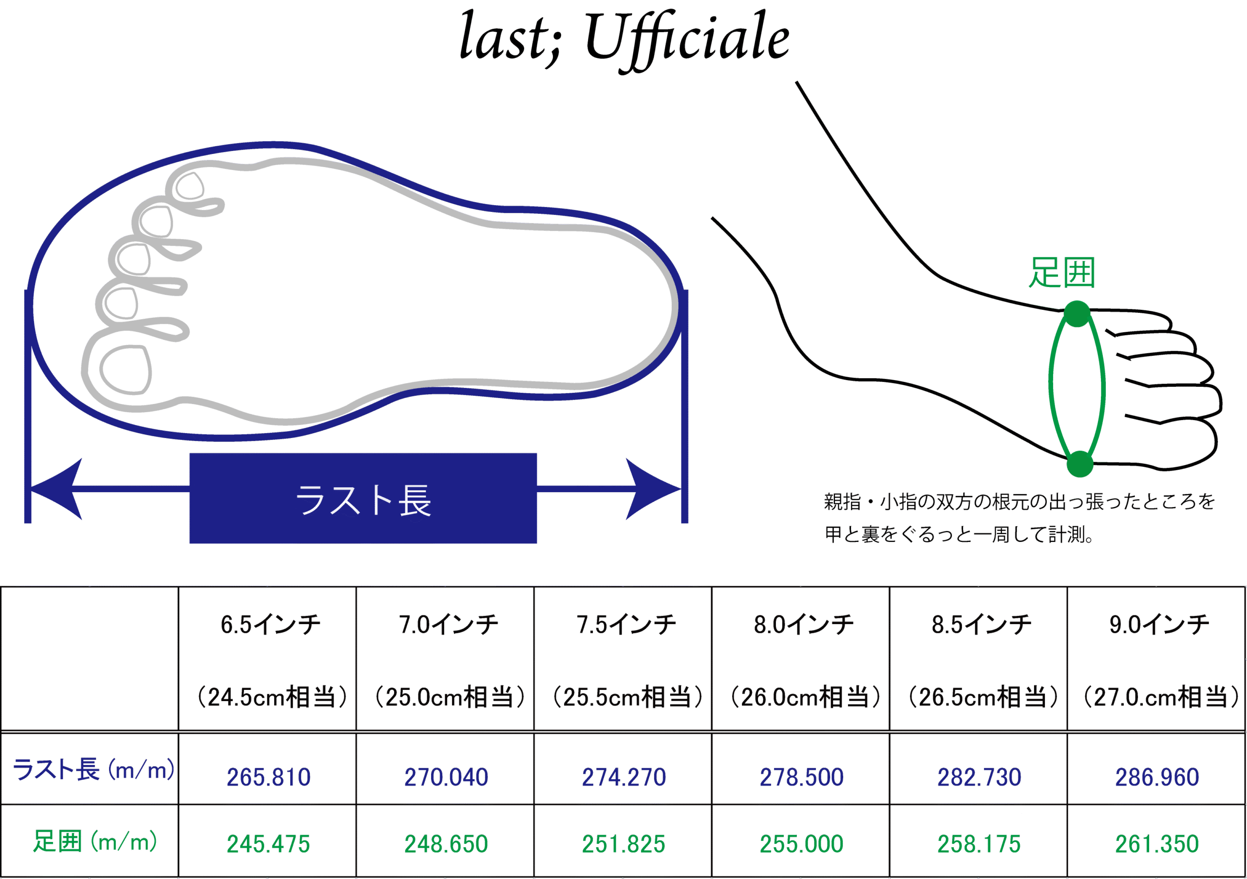 Ufficialeラスト 足長 足囲